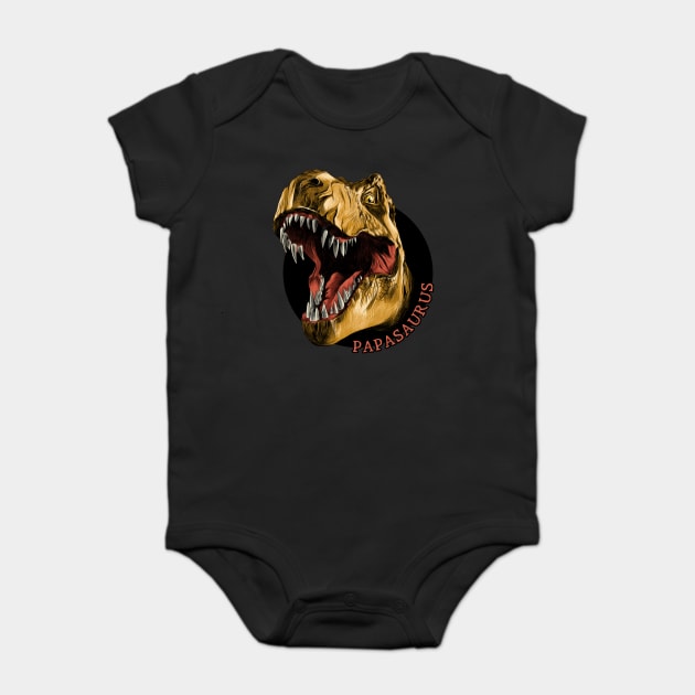 Papasaurus Rex Fathers Day Dinosaur Humor Baby Bodysuit by creative